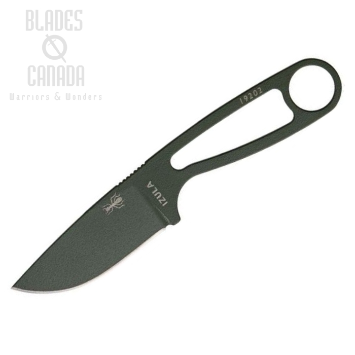 (image for) ESEE Izula w/KIT Fixed Blade Knife, 1095 Carbon OD Green, Molded Sheath, IZULA-OD-KIT